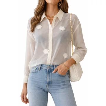 Imperial női áttetsző ing virágdíszítéssel