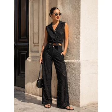 Rinascimento fekete áttört ujjatlan felső megkötős