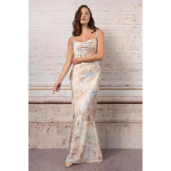 Rinascimento maxi ruha bézs, világoskék