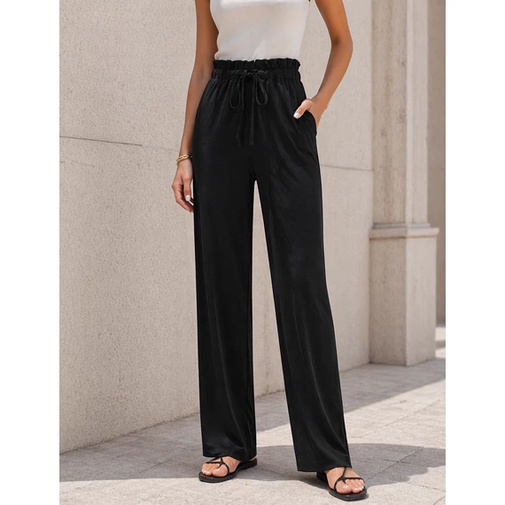Rinascimento fekete nadrág laza palazzó nadrág