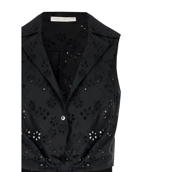 Rinascimento fekete áttört ujjatlan felső megkötős