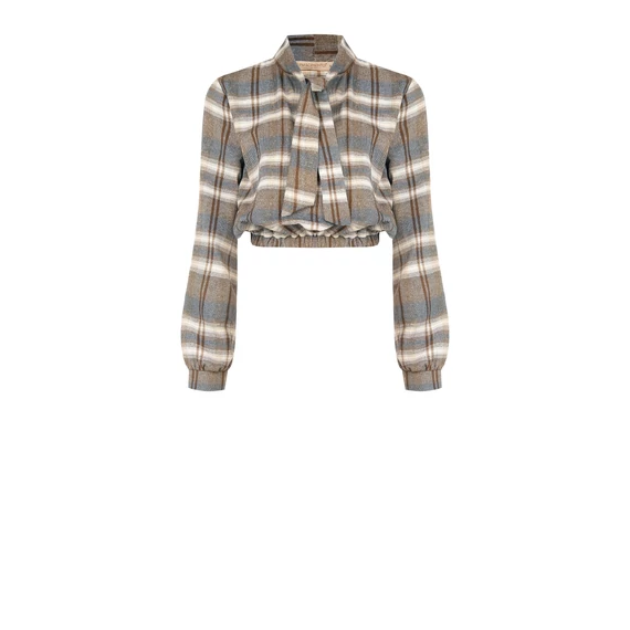 Rinascimento kockás női blúz masnis nyakkal