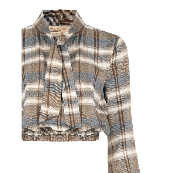 Rinascimento kockás női blúz masnis nyakkal